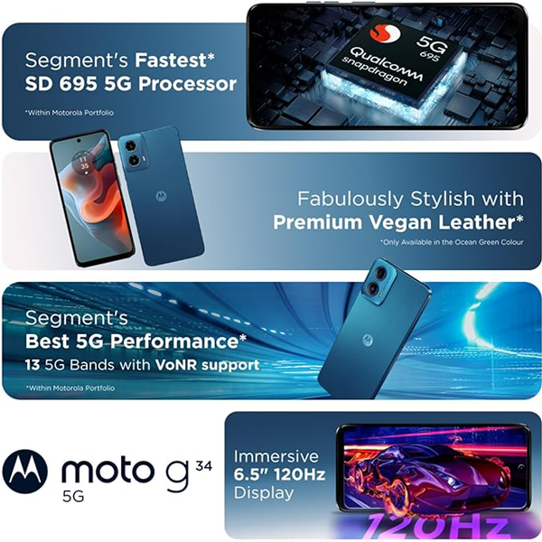 Buy Motorola G34 5G 8 GB RAM 128 GB Ocean Green Mobile Phone - Vasanth and Co